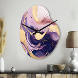 Purple and Gold Strokes I - Asymmetric Metal Wall Clock