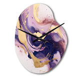 Purple and Gold Strokes I - Asymmetric Metal Wall Clock