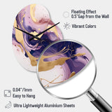 Purple and Gold Strokes I - Asymmetric Metal Wall Clock