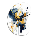 Dark Blue and Gold Strokes XXII - Asymmetric Metal Wall Clock