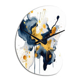 Dark Blue and Gold Strokes XXII - Asymmetric Metal Wall Clock