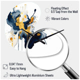 Dark Blue and Gold Strokes XXII - Asymmetric Metal Wall Clock