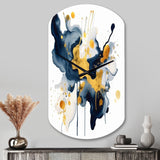 Dark Blue and Gold Strokes XXII - Asymmetric Metal Wall Clock