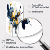 Dark Blue and Gold Strokes XXII - Asymmetric Metal Wall Clock