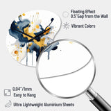 Dark Blue and Gold Strokes XXII - Asymmetric Metal Wall Clock