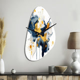 Dark Blue and Gold Strokes XXII - Asymmetric Metal Wall Clock