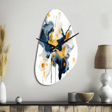 Dark Blue and Gold Strokes XXII - Asymmetric Metal Wall Clock
