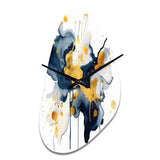 Dark Blue and Gold Strokes XXII - Asymmetric Metal Wall Clock