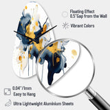 Dark Blue and Gold Strokes XXII - Asymmetric Metal Wall Clock