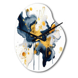 Dark Blue and Gold Strokes XXII - Asymmetric Metal Wall Clock