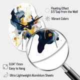 Dark Blue and Gold Strokes XXII - Asymmetric Metal Wall Clock