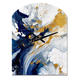 Dark Blue and Gold Strokes XXIII - Asymmetric Metal Wall Clock