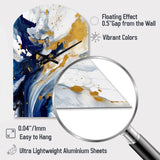 Dark Blue and Gold Strokes XXIII - Asymmetric Metal Wall Clock