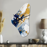 Dark Blue and Gold Strokes XXIII - Asymmetric Metal Wall Clock