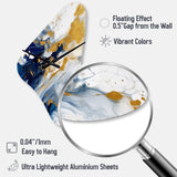 Dark Blue and Gold Strokes XXIII - Asymmetric Metal Wall Clock