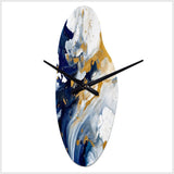 Dark Blue and Gold Strokes XXIII - Asymmetric Metal Wall Clock