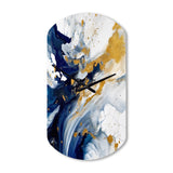 Dark Blue and Gold Strokes XXIII - Asymmetric Metal Wall Clock