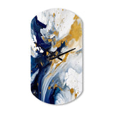 Dark Blue and Gold Strokes XXIII - Asymmetric Metal Wall Clock