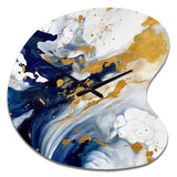 Dark Blue and Gold Strokes XXIII - Asymmetric Metal Wall Clock