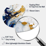 Dark Blue and Gold Strokes XXIII - Asymmetric Metal Wall Clock