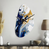 Dark Blue and Gold Strokes XXIII - Asymmetric Metal Wall Clock