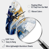 Dark Blue and Gold Strokes XXIII - Asymmetric Metal Wall Clock