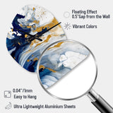 Dark Blue and Gold Strokes XXIII - Asymmetric Metal Wall Clock