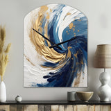 Dark Blue and Gold Spiral IV - Asymmetric Metal Wall Clock
