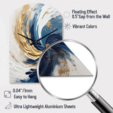 Dark Blue and Gold Spiral IV - Asymmetric Metal Wall Clock