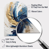 Dark Blue and Gold Spiral IV - Asymmetric Metal Wall Clock