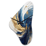 Dark Blue and Gold Spiral IV - Asymmetric Metal Wall Clock