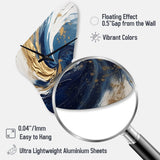 Dark Blue and Gold Spiral IV - Asymmetric Metal Wall Clock