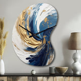 Dark Blue and Gold Spiral IV - Asymmetric Metal Wall Clock