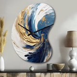 Dark Blue and Gold Spiral IV - Asymmetric Metal Wall Clock