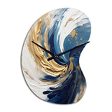 Dark Blue and Gold Spiral IV - Asymmetric Metal Wall Clock
