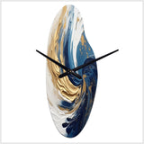 Dark Blue and Gold Spiral IV - Asymmetric Metal Wall Clock