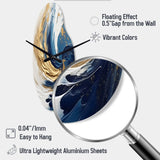 Dark Blue and Gold Spiral IV - Asymmetric Metal Wall Clock