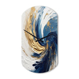 Dark Blue and Gold Spiral IV - Asymmetric Metal Wall Clock