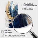 Dark Blue and Gold Spiral IV - Asymmetric Metal Wall Clock
