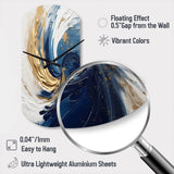 Dark Blue and Gold Spiral IV - Asymmetric Metal Wall Clock
