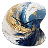 Dark Blue and Gold Spiral IV - Asymmetric Metal Wall Clock
