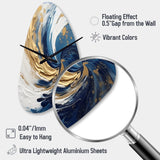 Dark Blue and Gold Spiral IV - Asymmetric Metal Wall Clock