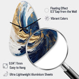 Dark Blue and Gold Spiral IV - Asymmetric Metal Wall Clock