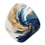 Dark Blue and Gold Spiral IV - Asymmetric Metal Wall Clock
