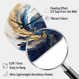 Dark Blue and Gold Spiral IV - Asymmetric Metal Wall Clock