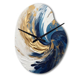 Dark Blue and Gold Spiral IV - Asymmetric Metal Wall Clock