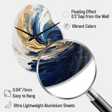 Dark Blue and Gold Spiral IV - Asymmetric Metal Wall Clock