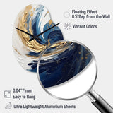 Dark Blue and Gold Spiral IV - Asymmetric Metal Wall Clock