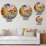 Blue, Yellow and Orange Colorful Whirls VII - Abstract Metal Wall Clock