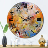 Blue, Yellow and Orange Colorful Whirls VII - Abstract Metal Wall Clock